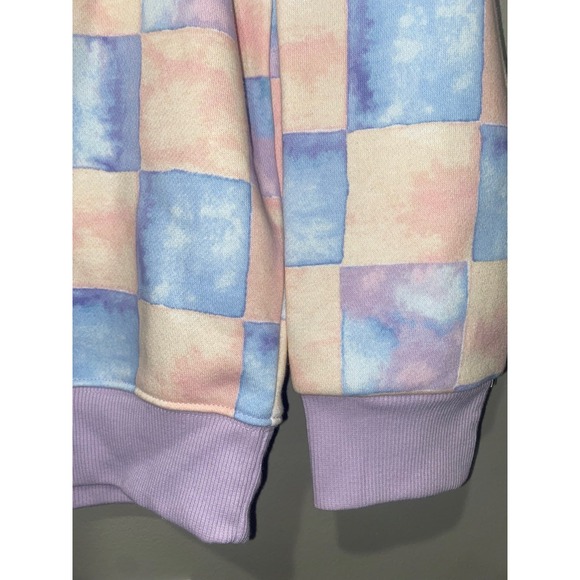 NWT‎ Wild Fable Pink Blue Checkerboard Pattern Sweatshirt, Small - Picture 3 of 5
